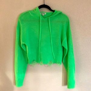 Wild honey neon green knit hoodie